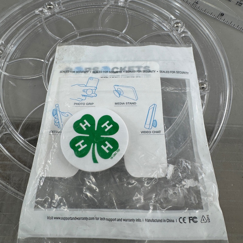 PopSockets 4-H Clover Logo Phone Grip Stand White Green Collapsible New